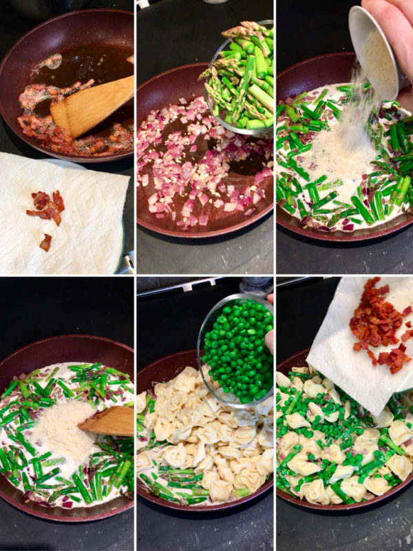 Asparagus Bacon Tortellini Easy Creamy fed by sab