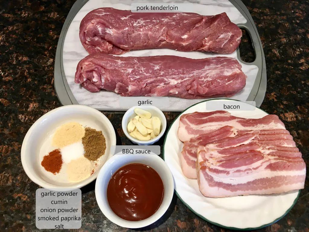 ingredients to make bacon wrapped pork tenderloin