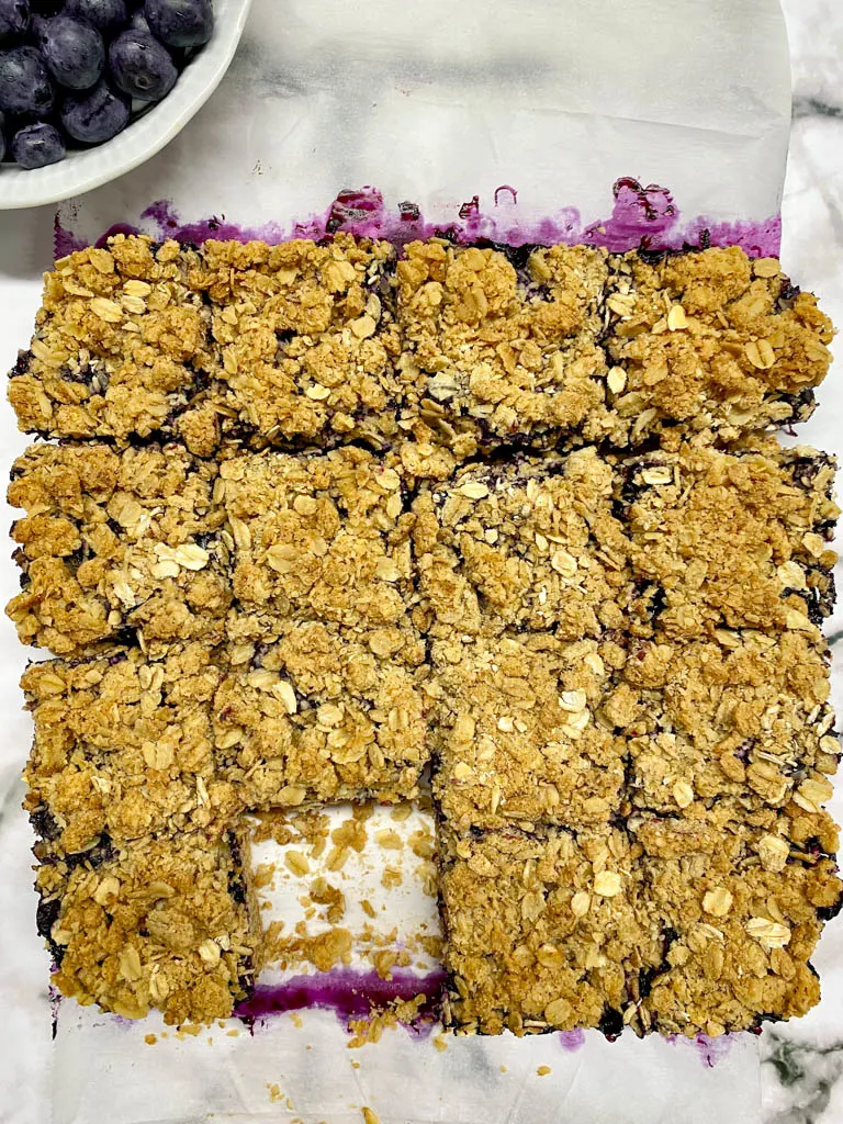 Blueberry Oat Crumble Bars sliced