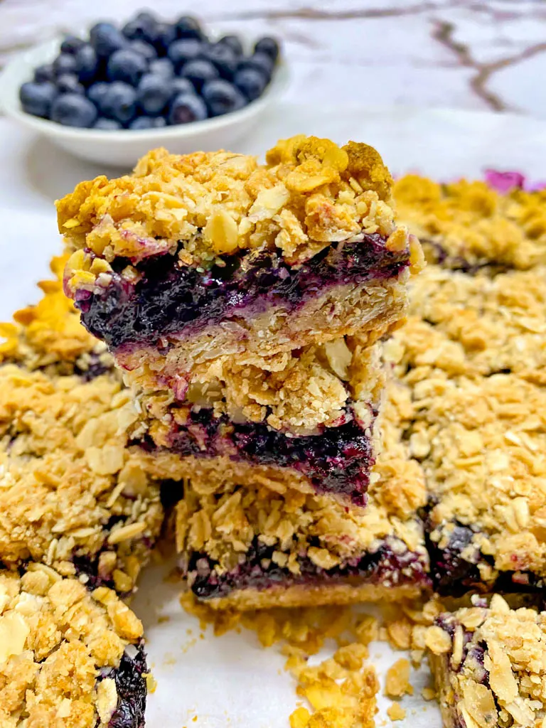 Blueberry Oat Crumble Bars sliced