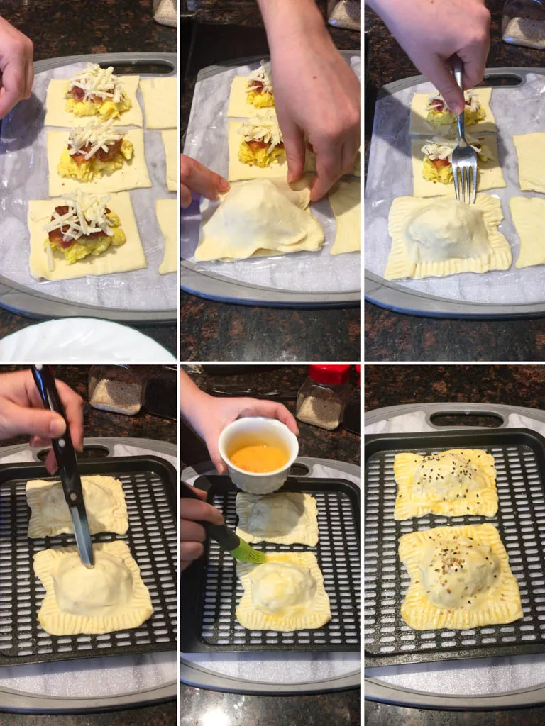 steps to make breakfast pockets with bacon egg and cheese