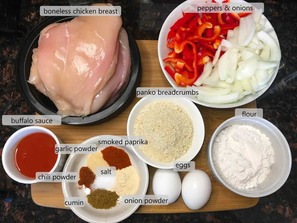 ingredients to make buffalo chicken fajitas