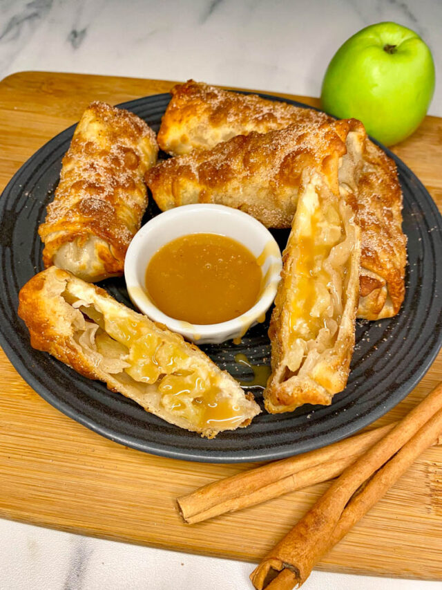 Caramel Apple Cheesecake Egg Rolls Easy Dessert fed by sab
