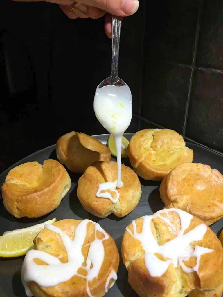 cavacas Portuguese popovers being iced