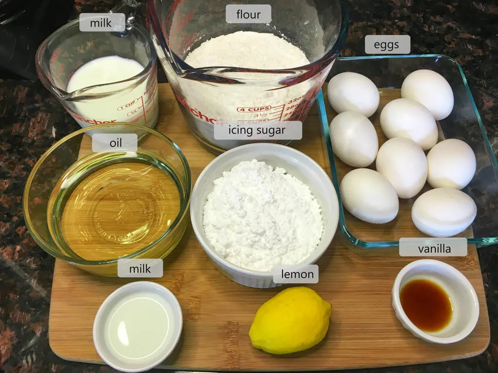 ingredients to make cavacas Portuguese popovers