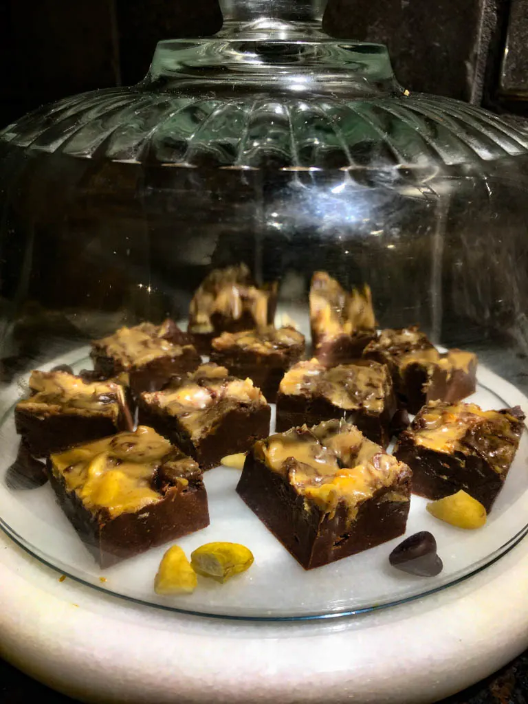 chocolate peanut butter fudge plated