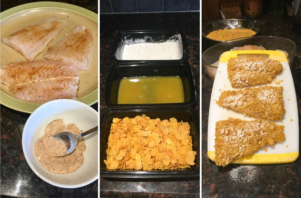 steps to make corn flake crusted fish