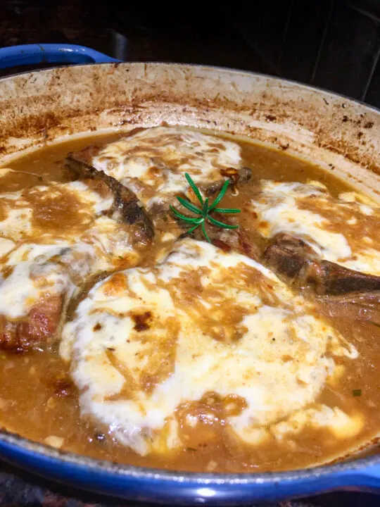 French Onion Pork Chops in a skillet