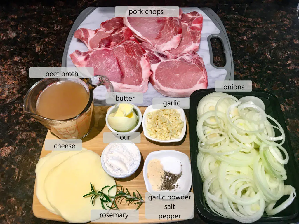 ingredients to make french onion pork chops