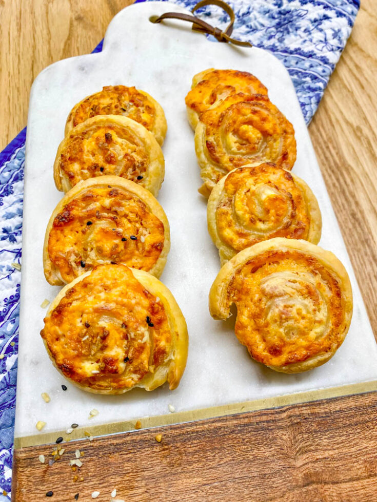 Ham and Cheese Pinwheels Quick Appetizer fed by sab