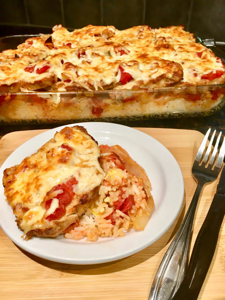 Hong Kong Style Baked Pork Chops in a baking dish