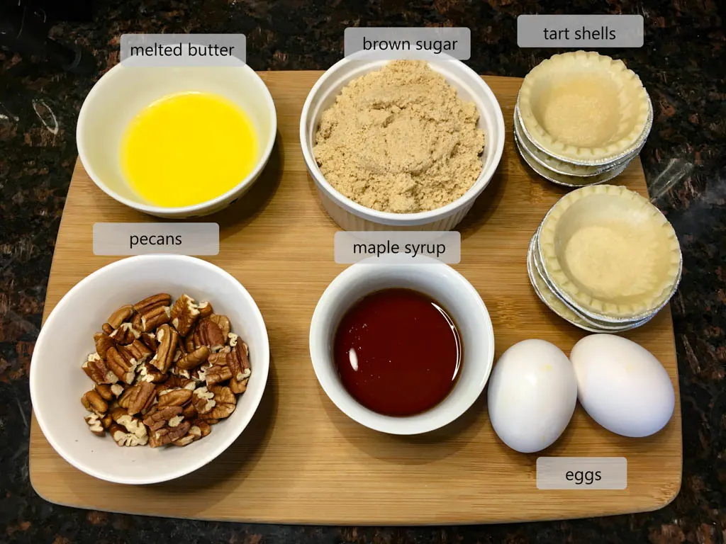 ingredients to make maple pecan butter tarts