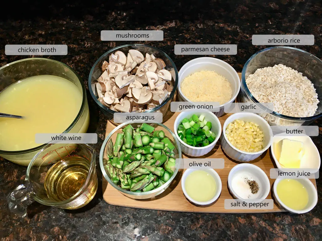 ingredients to make Mushroom Asparagus Risotto