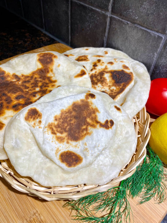 pita bread plated