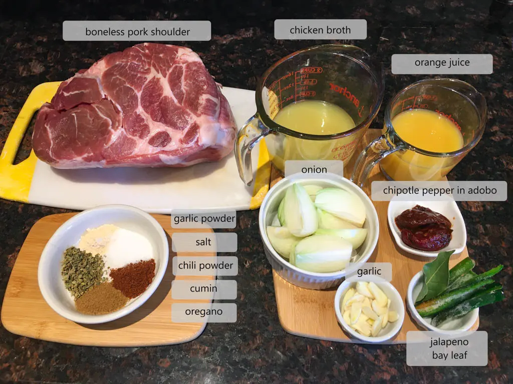 ingredients to make pork carnitas