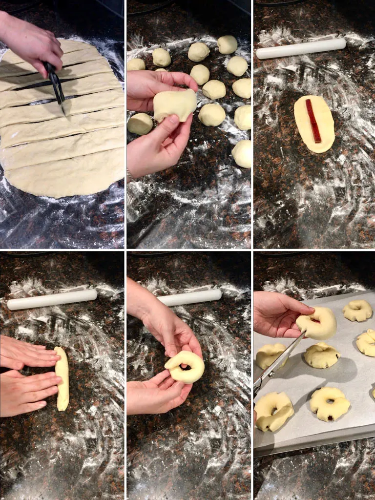 steps for shaping Roscones (Guava Sweet Bread)