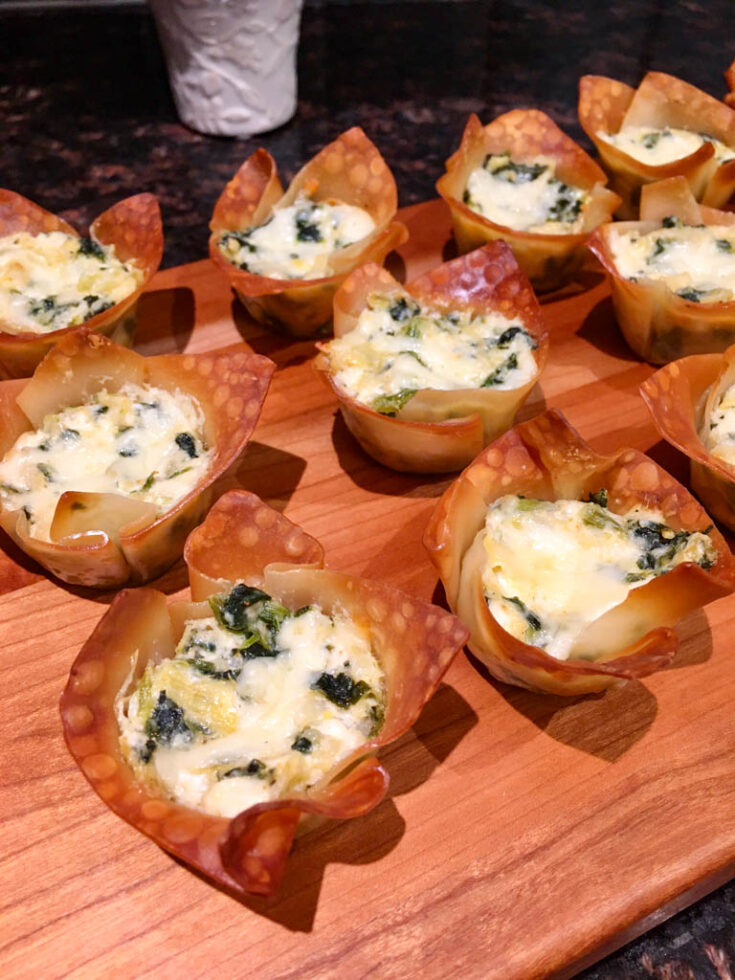 Spinach Artichoke Dip Wonton Cups Extra Creamy fed by sab