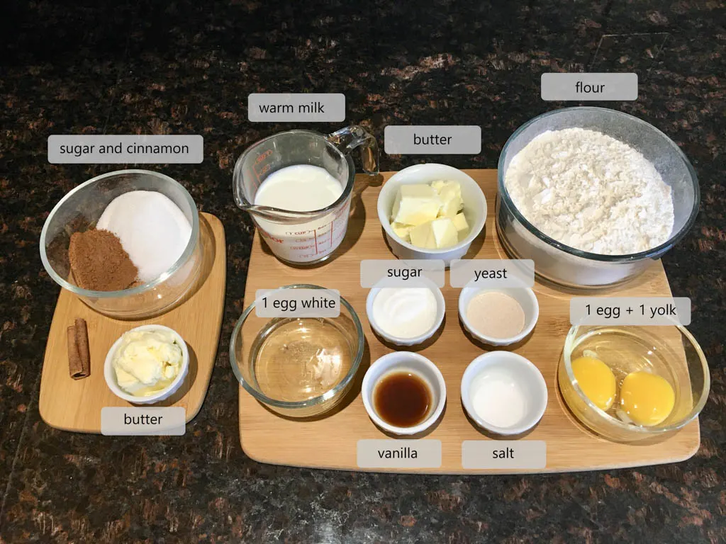 ingredients to make star bread cinnamon