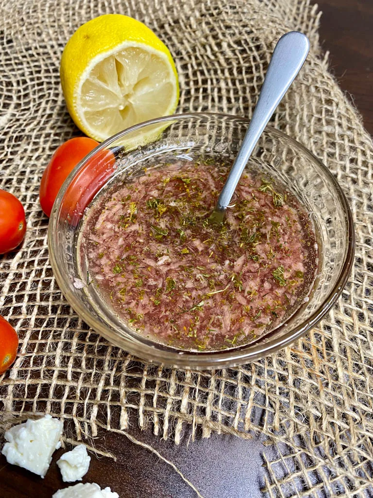 Greek salad dresing for Mediterranean Orzo Pasta Salad Recipe