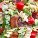 close up shot of BLT pasta salad