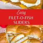 filet-o-fish sliders on a white paper with cheese and tartar sauce