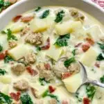 Copycat Olive Garden zuppa toscana recipe in a white bowl