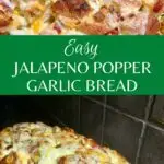 jalapeno popper pull apart garlic bread in a wood board with parchment paper