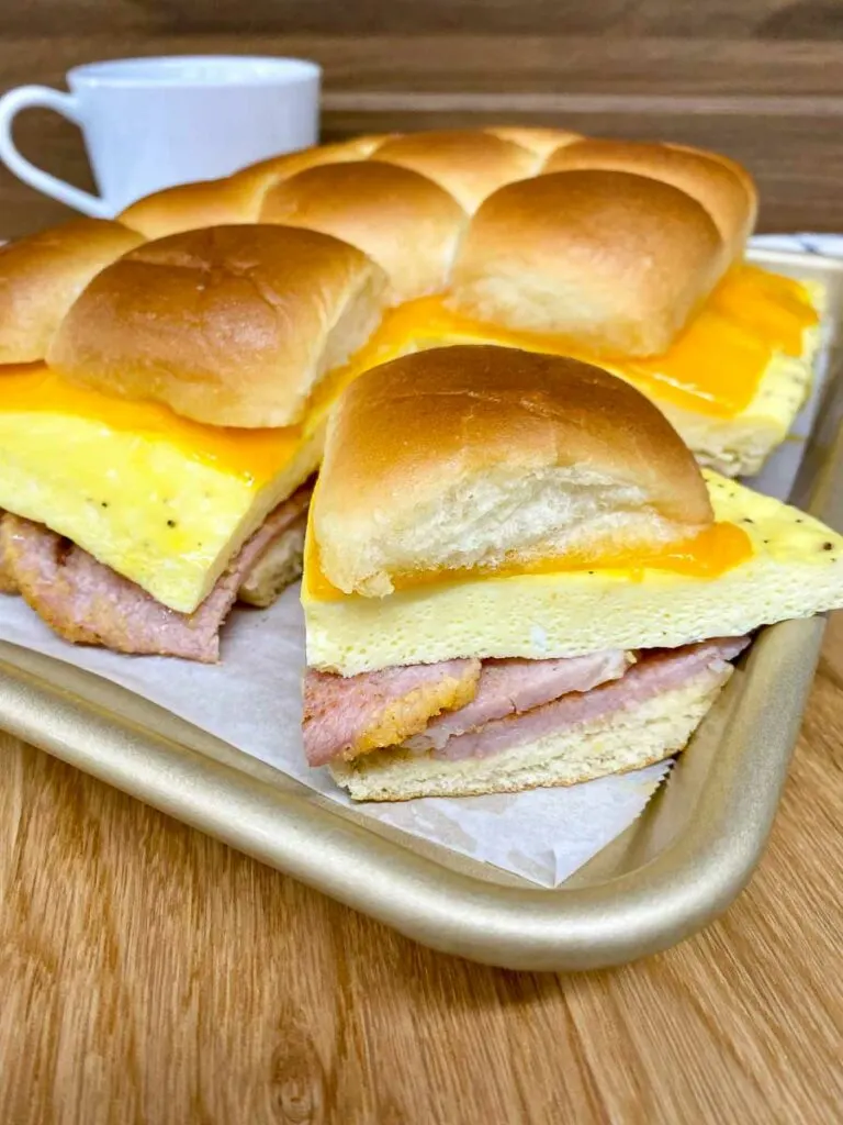 breakfast sliders on a sheet pan