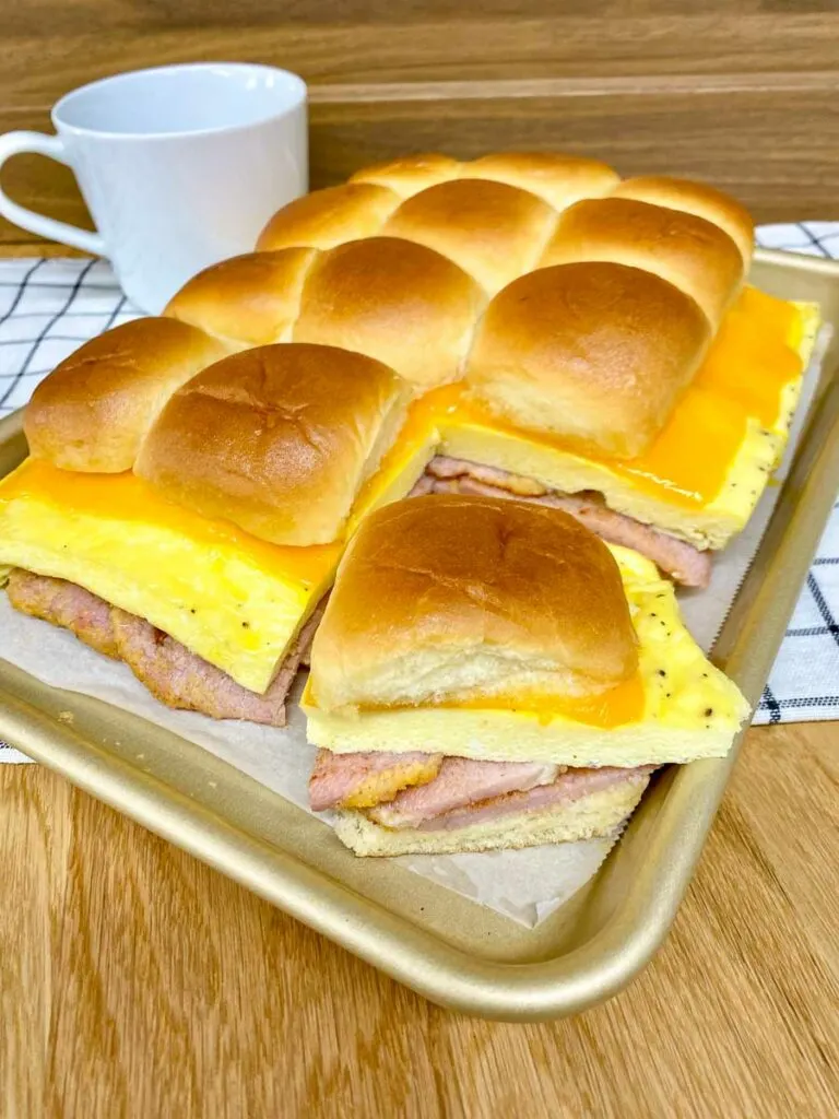 breakfast sliders on a sheet pan