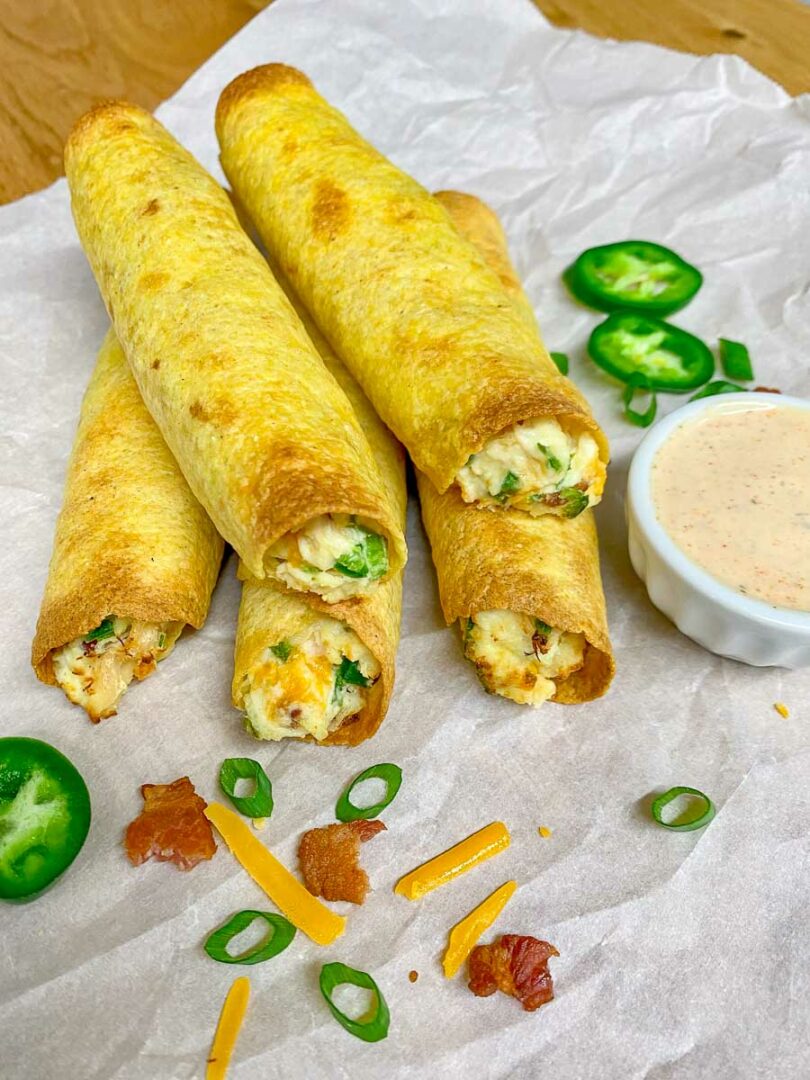 Jalapeno Popper Chicken Taquitos fed by sab