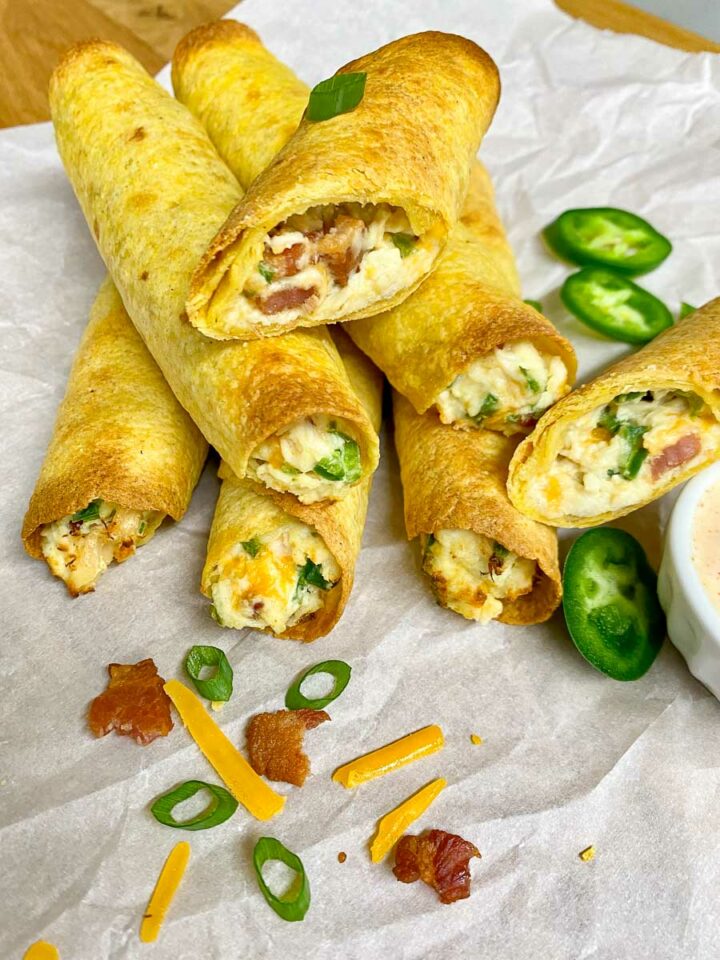 Jalapeno Popper Chicken Taquitos fed by sab