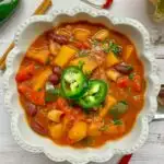 slow cooker butternut squash chili in a bowl