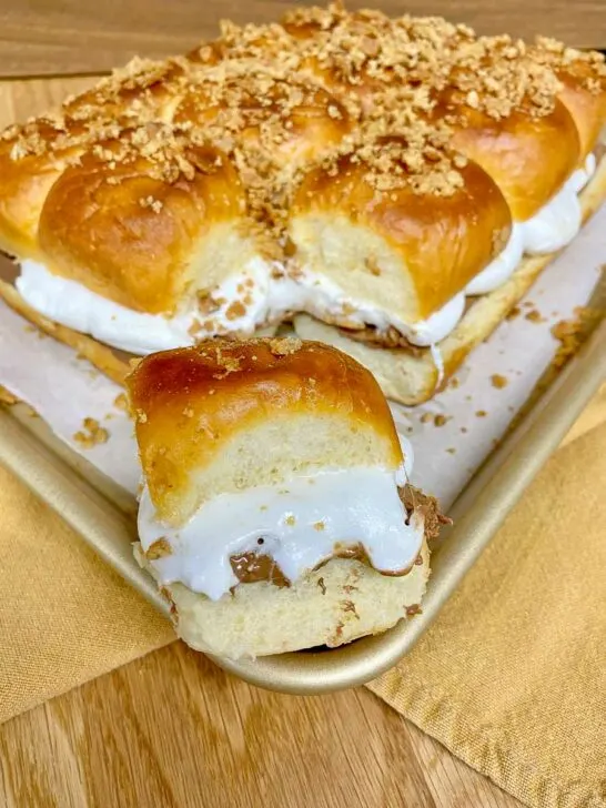 s'mores sliders on a sheet pan