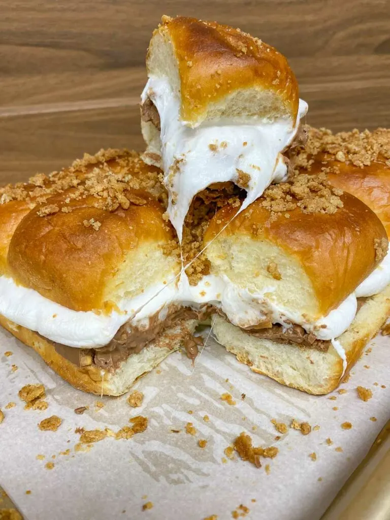 s'mores sliders on a sheet pan