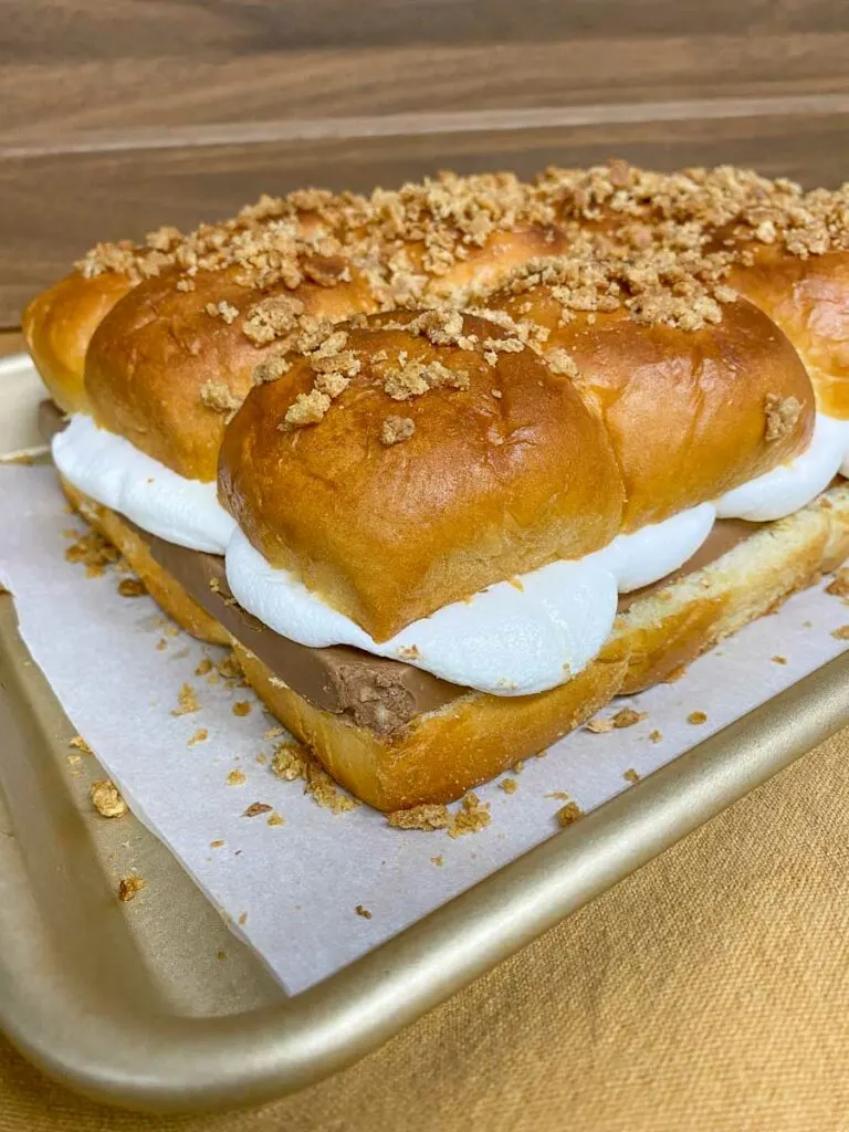 s'mores sliders on a sheet pan