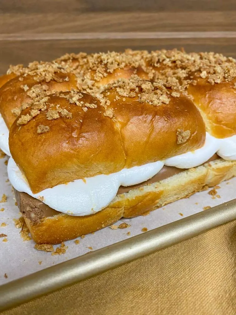 s'mores sliders on a sheet pan