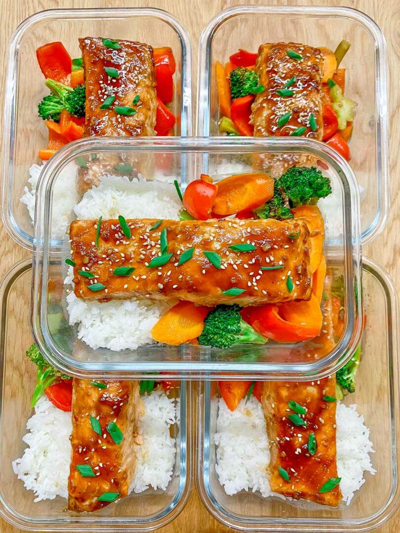 Teriyaki Salmon Rice Bowls (Meal Prep) fed by sab