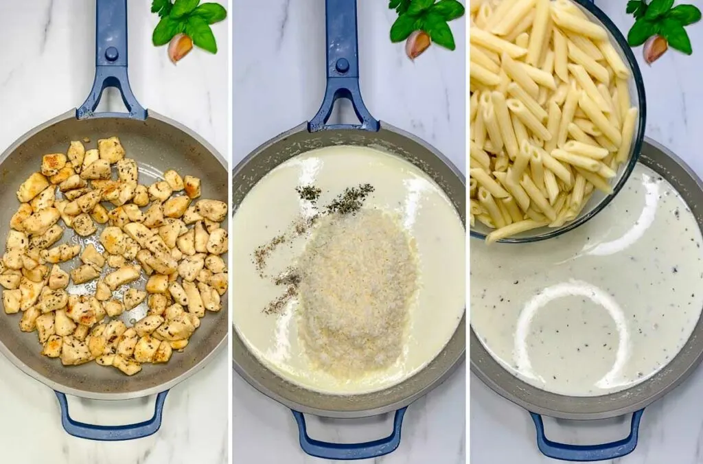 steps for making chicken alfredo bake