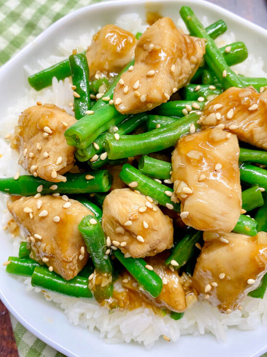 Honey Garlic Chicken and Green Beans fed by sab