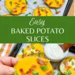 baked potato slices on a sheet pan