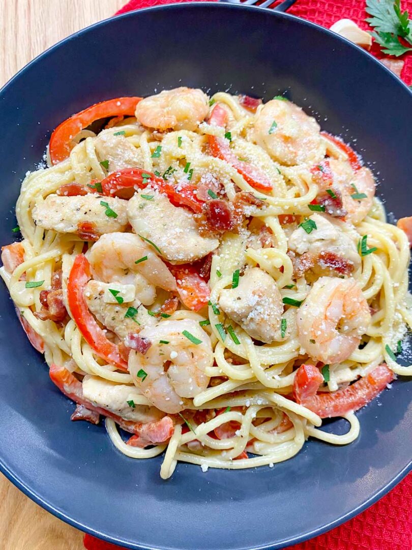 Chicken and Shrimp Carbonara (Olive Garden Copycat) - fed by sab