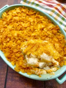 funeral potatoes in a serving platter