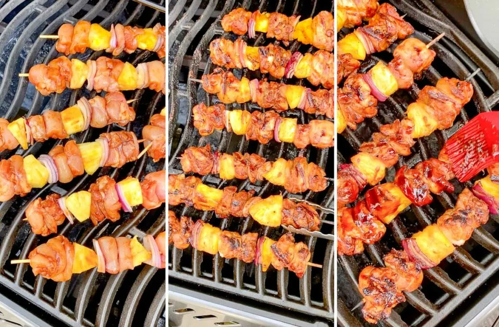 grilling honey sriracha pineapple chicken skeweres