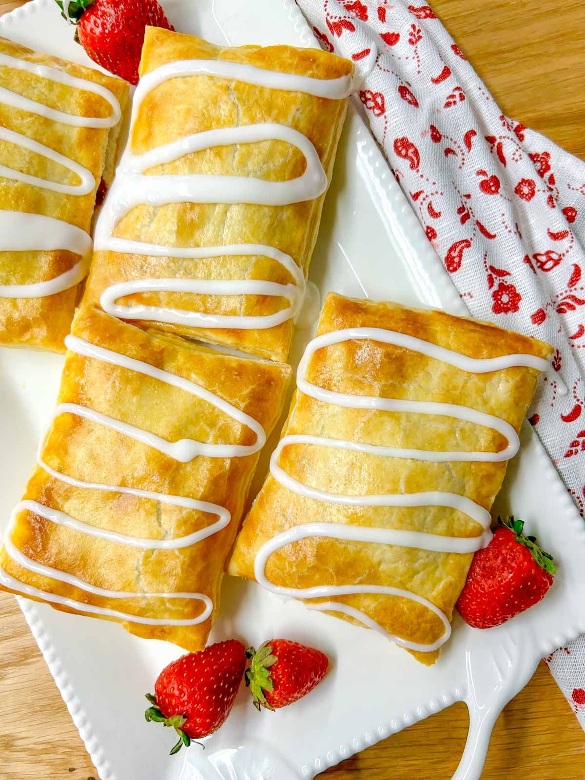 a platter with 4 homemade toaster strudel