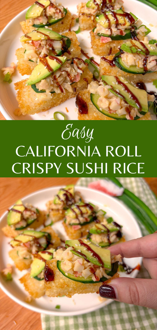 pinterest graphic with the recipe name and two close up pictures of the plates recipe